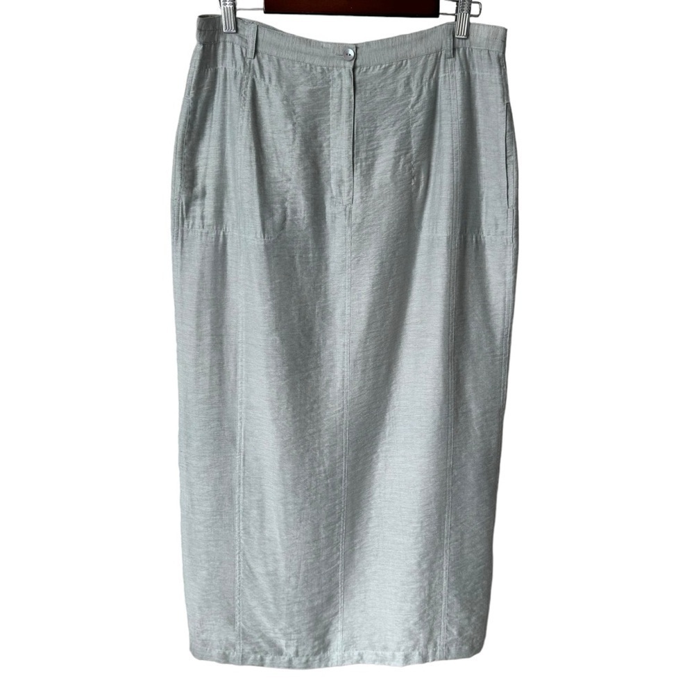 Eric Alexandre Linen Blend Grey Silver Maxi Skirt Women's Size 40